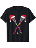 Men's T-Shirt Christmas Hats With Twinkling Lights On Lacrosse Sticks