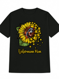 Men's T-Shirt Dobermann Mom Yellow Sunflower With Petal Burst And Dog Flower