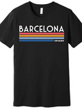 Men's T-Shirt Barcelona Spain With Vintage Colorful Striped Graphic And Lettering T Shirt