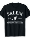 Men's T-Shirt Salem Massachusetts With Flying Witch Under Full Moon T Shirt