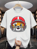 Men's T-Shirt Playful Cartoon Wearing Red Sports Helmet Dog