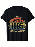Men's T-Shirt Vintage Retro Stripes With Faded Sunset Anniversary Year Print