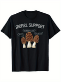 Men's T-Shirt Morel Support Three Funny Talking Mushrooms With Smiling Cartoon Faces