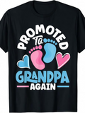 Men's T-Shirt Promoted To Grandpa Again With Cute Hearts And Baby Footprints