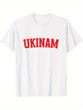 Men's T-Shirt Ukinam Bold Red Letters On Clean White Cotton Tee Shirt