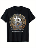 Men's T-Shirt Crypto Millionaire Loading Metallic Circuit Pattern Around Bitcoin