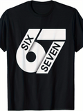 Men's T-Shirt Sixty Seven Bold White Geometric Shapes On Classic Black T Shirt