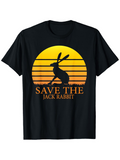 Men's T-Shirt Save The Jack Rabbit Silhouette With Golden Sunset And Grassy Horizon Jack Rabbit