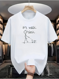 Men's T-Shirt Its Walk Oclock Playful Stick Figure Walking A Happy Little Dog Drawing