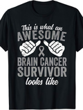 Men's T-Shirt Awesome Brain Cancer Survivor Hands Ribbon Black T Shirt