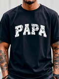 Men's T-Shirt Papa Bold Letters With Doodle Pattern Black T Shirt