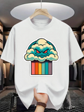 Men's T-Shirt Evil Cloud With Rainbow Stripes Over Stormy Cupcake