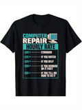 Men's T-Shirt Computer Repair Hourly Rate List With Retro Blue Computer Monitor