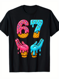 Men's T-Shirt Colorful Melting Icy Sprinkles With Waffle Cones Style Numbers
