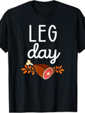 Men's T-Shirt Leg Day Humorous Cartoon Meat Surrounded By Orange Leaves TShirt
