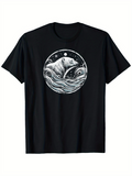 Men's T-Shirt Flowing Water And Night Sky Surrounding A Serene Polar Bear