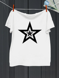 Men's T-Shirt Bold Black Outlined Star Centered On Minimalist White Shirt