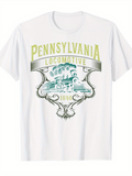 Men's T-Shirt Pennsylvania Locomotive Vintage Steam Train With Floral Swirls 1846