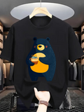 Men's T-Shirt Cute Blue Bear Holding A Bowl Of Ramen Under Soft Lighting Bear