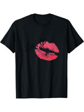 Men's T-Shirt Love You With Vivid Red Lip Print Kiss
