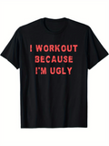 Men's T-Shirt Red Bold Lettering With Large Text Center On Black Shirt