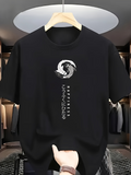 Men's T-Shirt Swirling Waves With Monochrome Yin And Yang Symbol