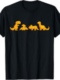 Men's T-Shirt Bright Golden Playful Shapes Among Peaceful Dinosaur Family