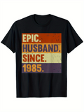 Men's T-Shirt Epic Husband Since 1985 Retro Colored Block Print T Shirt