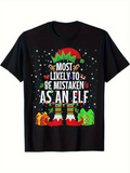 Men's T-Shirt Most Likely To Be Mistaken As An Elf Festive Holiday Cheerful Snowy Elf Design