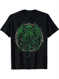 Men's T-Shirt Ancient Green Tentacles With Gothic Mystical Symbols Among Shadows Cthulhu