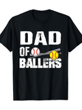 Men's T-Shirt Dad Of Ballers With Baseball Bat Surrounded By Colorful Softball Elements
