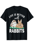 Men's T-Shirt Life Is Better With Gentle Brown Rabbits Resting On Soft Grass