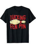 Men's T-Shirt Tucking Fen Pin Distressed Red Letters With Worn Bowling Pin Center