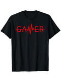 Men's T-Shirt Gamer Red Pulse Line Central Graphic T Shirt