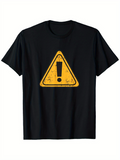 Men's T-Shirt Distressed Yellow Warning Symbol With Exclamation Mark Triangle Sign