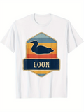 Men's T-Shirt Retro Sunset With Silhouette Bird On Colorful Badge Loon