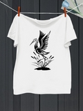 Men's T-Shirt Artistic Tall Grass And Elegant Heron Standing Gracefully Bird
