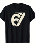 Men's T-Shirt Distressed Vintage Look Retro Cracked Number Six Seven