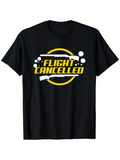 Men's T-Shirt Flight Cancelled Bold Lettering With Graphic Elements Surrounding Yellow Circle