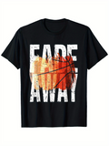 Men's T-Shirt Fade Away Urban Texture With Orange Basketball Design Centered Ball