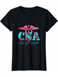 Men's T-Shirt CNA Pink Medical Crest With Blue Heartbeat Graphic
