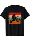 Men's T-Shirt Sunset Stripes With Motorbike Silhouette Under Dramatic Sky Motocross Rider