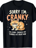 Men's T-Shirt Sorry I Am Cranky With Stars And Moody Orange Cat