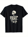 Men's T-Shirt Blooming Skeleton With Delicate White Flowers Growing From Bones