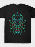 Men's T-Shirt Glowing Neon Symmetrical Lines With Skull And Spider Fusion