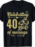 Men's T-Shirt Celebrating Forty Years Of Marriage With Gold Rings And Diamond Graphic