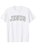 Men's T-Shirt Bold Outlined College Style Text With Classic Monochrome White T Shirt