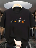 Men's T-Shirt Cartoon Farmyard Parade With Whimsical Ducks And Cracked Egg