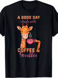 Men's T-Shirt A Good Day Starts With Coffee And Giraffes Relaxing Among Warm Morning Light Giraffe