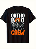 Men's T-Shirt Ortho Boo Crew Dancing Skeletons With Orange Rising Moon